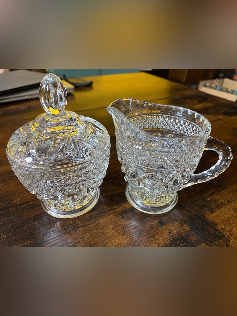 Wexford by Anchor Hocking, Glass Cream Pitcher & Sugar Bowl